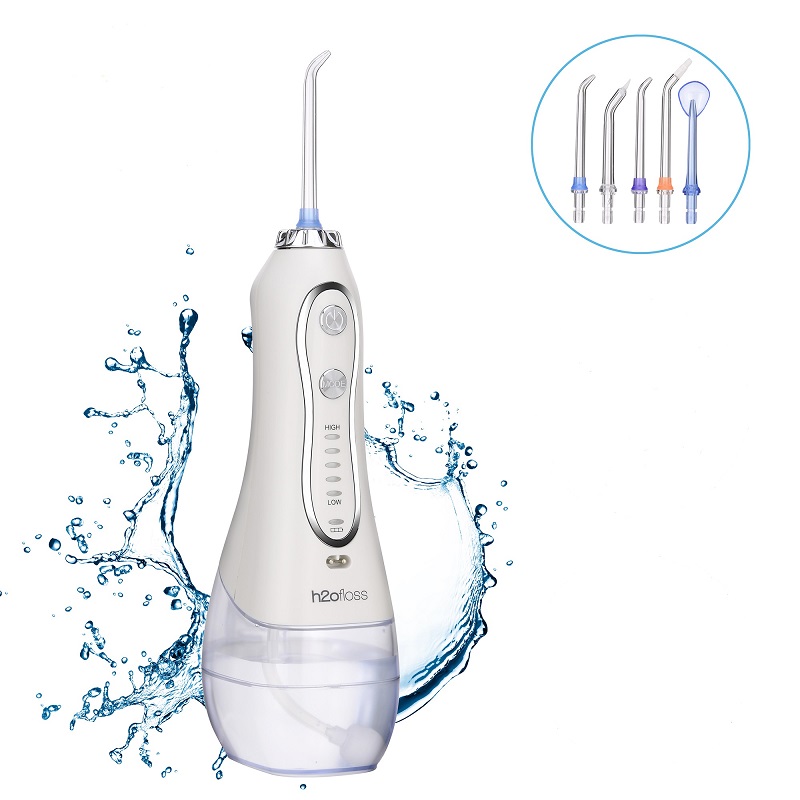 H2ofloss Waterflosser Professionele draadloze tandheelkundige monddouche - Draagbaar en oplaadbaar IPX7 Waterdicht flossen voor het reinigen van tanden, 300 ml reservoir voor thuis en onderweg (HF-6)